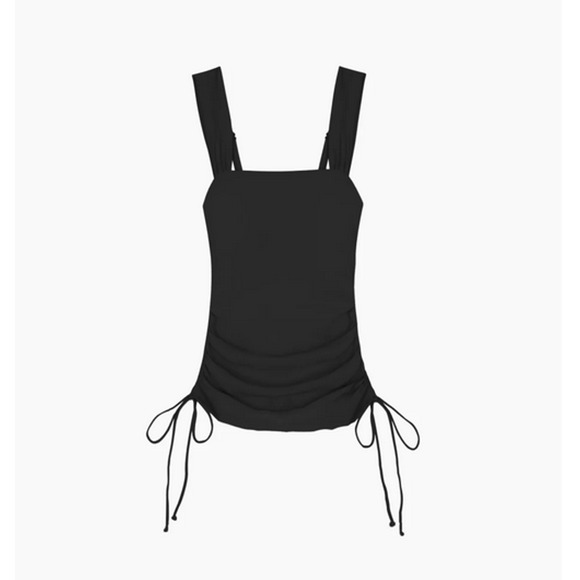 Summersalt NWT Cinched Square Neck Tankini Top 18 Black Ruched Plus Size - Picture 3 of 10